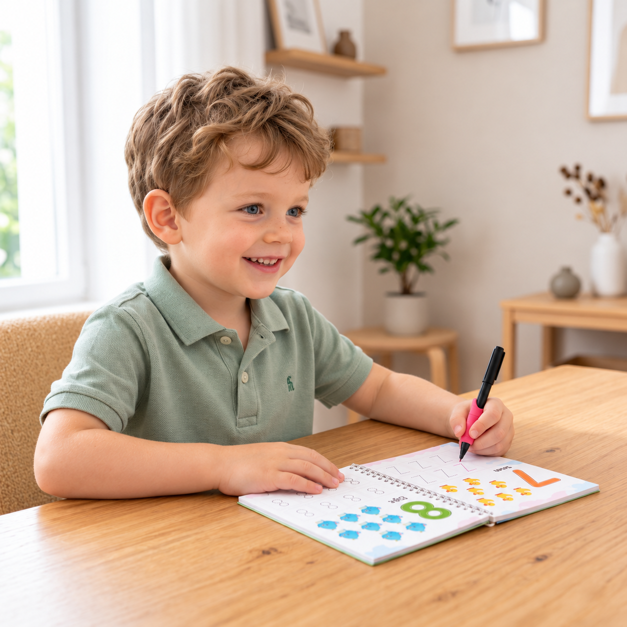 Magic Reusable Grooved Handwriting Practice Books with Disappearing Ink Pens