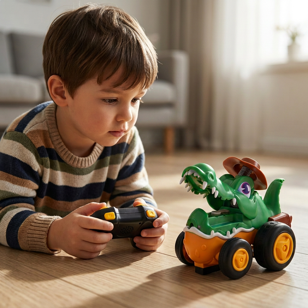 Remote Control Crocodile Stunt Car – Lights, Spray & Sound Effects