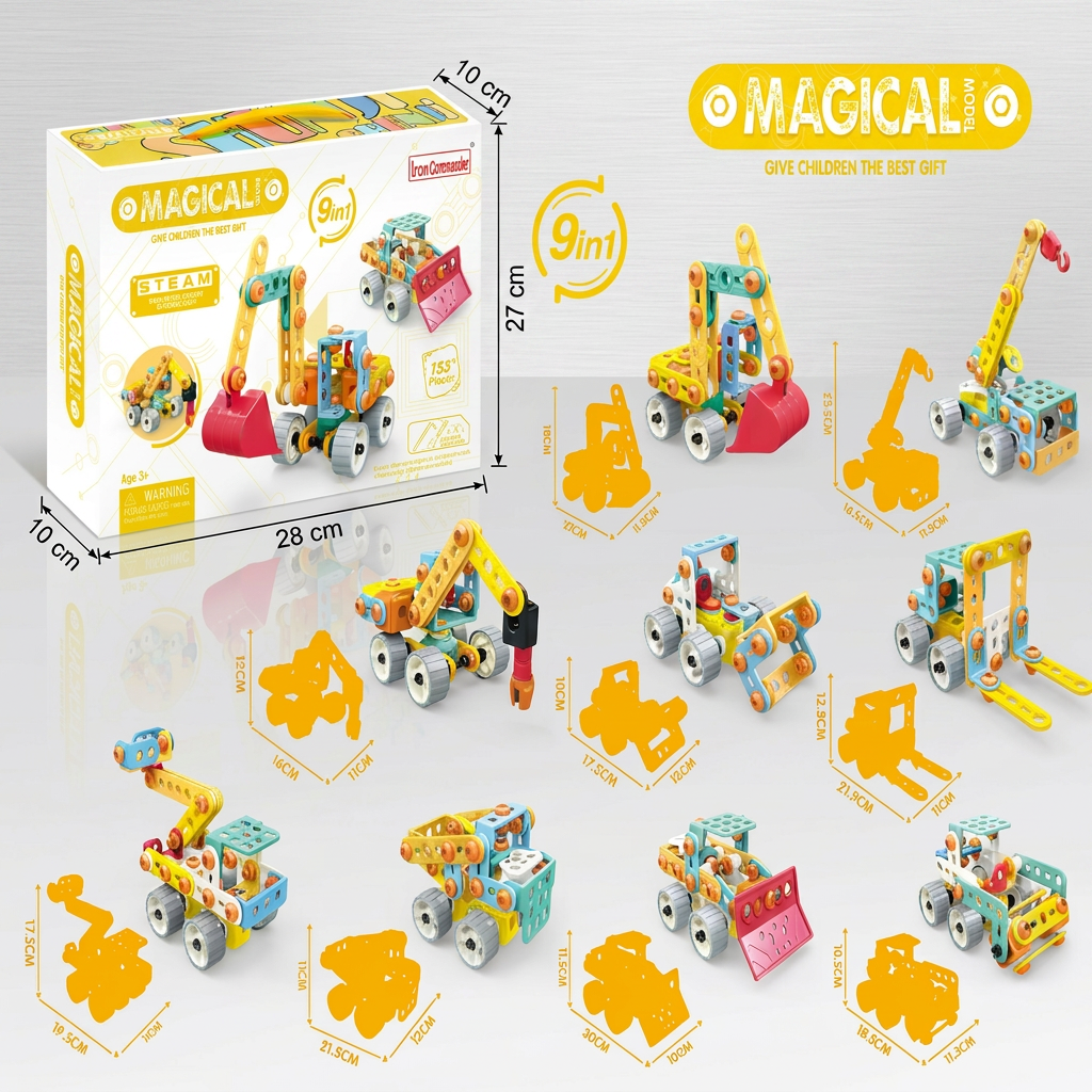 9-in-1 STEM Construction Vehicle Building Kit