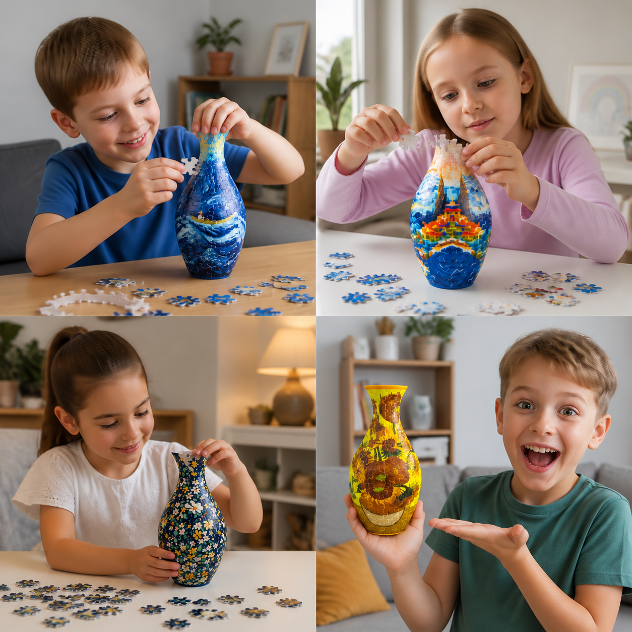 DIY 3D Jigsaw Puzzle Flower Vase