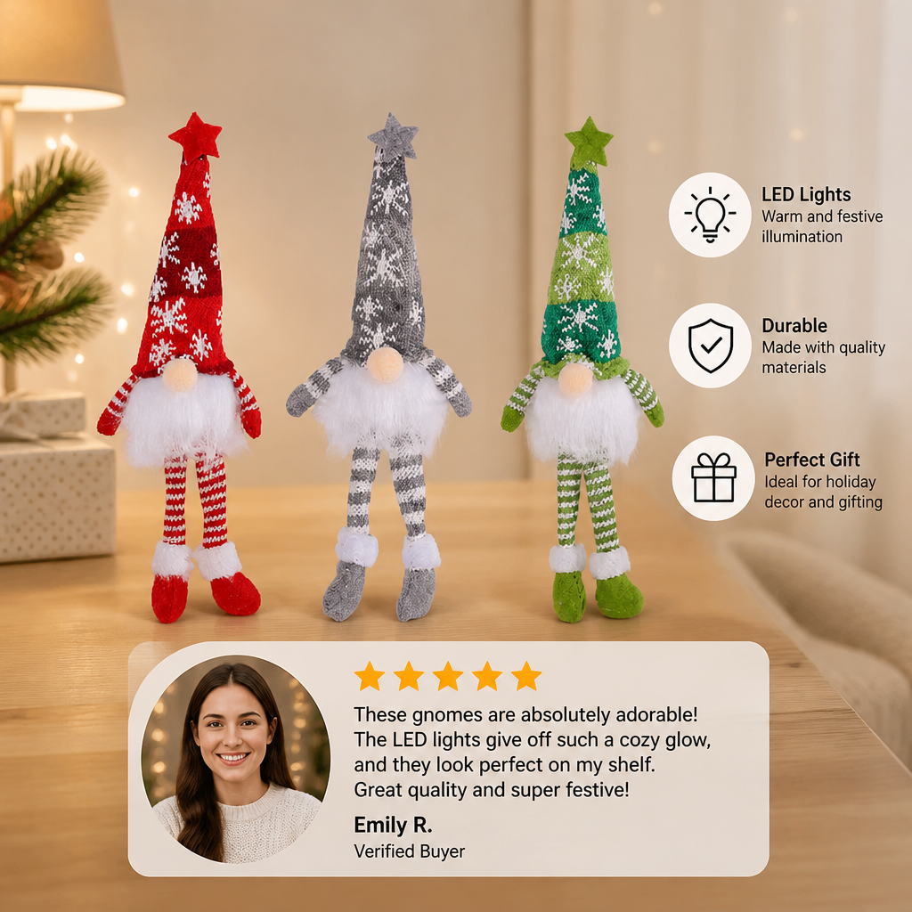 LED Light-Up Christmas Gnome Decorations