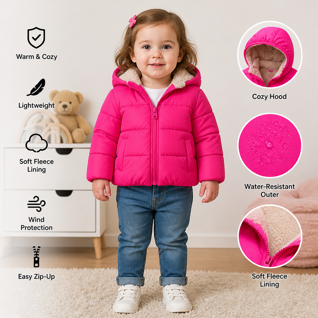 Fleece-Lined Baby & Toddler Puffer Jacket