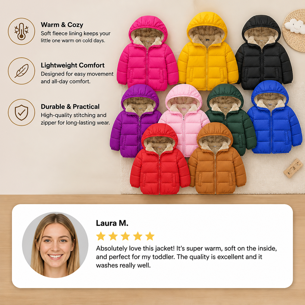 Fleece-Lined Baby & Toddler Puffer Jacket