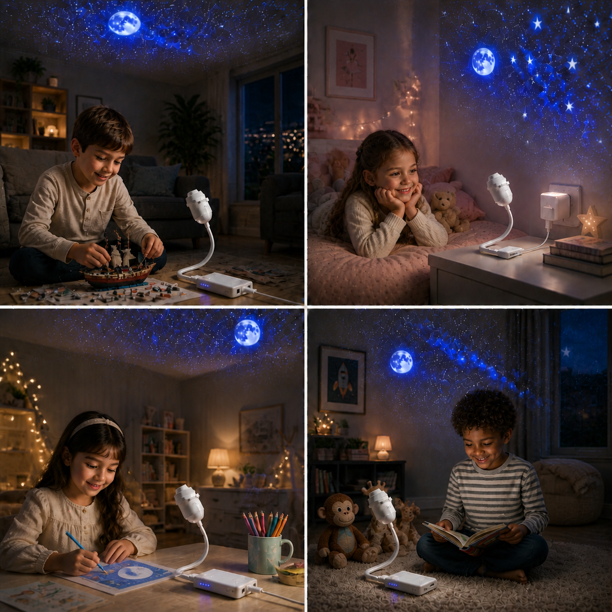 NightSky Dimmable USB Galaxy Projector with Stars & Aurora Effects
