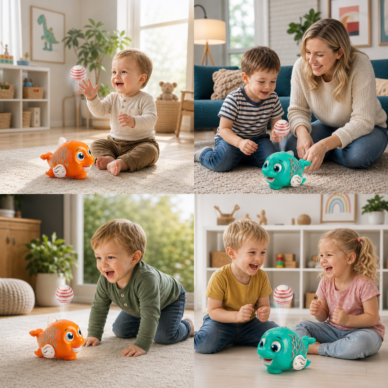 Interactive Floating Ball Fish Toy with Lights & Music