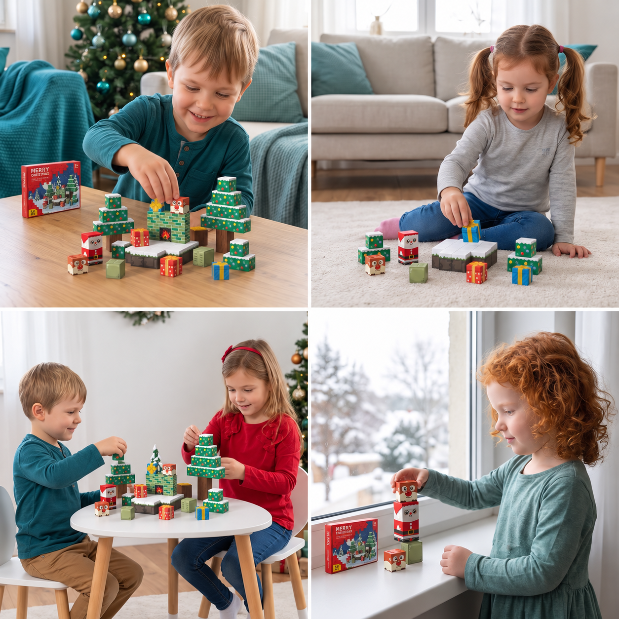 54-Piece Christmas Magnetic Building Blocks Set for Kids