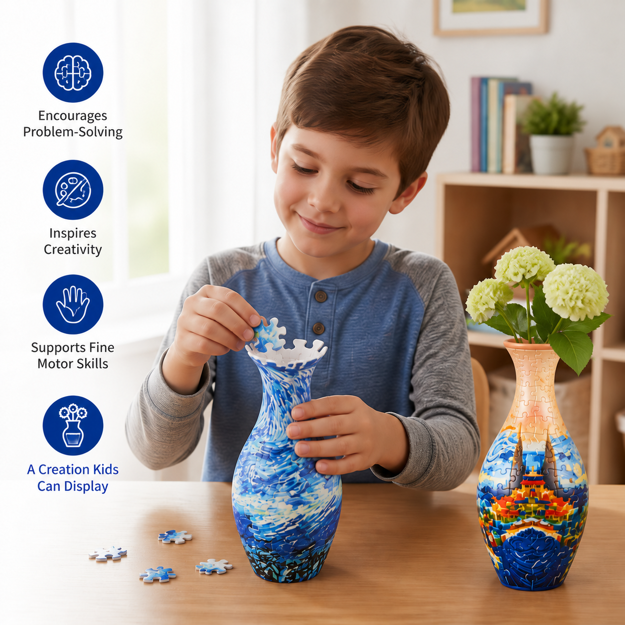 DIY 3D Jigsaw Puzzle Flower Vase