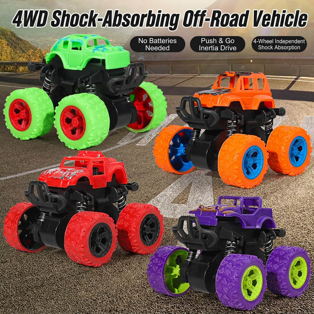 Friction-Powered Monster Truck Stunt Car for Kids