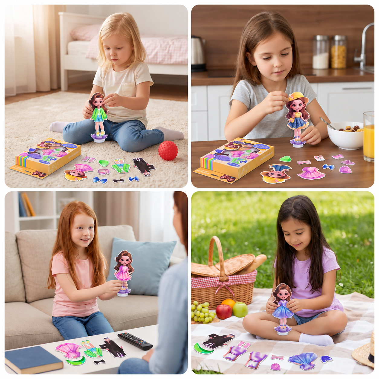 Magnetic Dress-Up Doll Set with Interchangeable Outfits