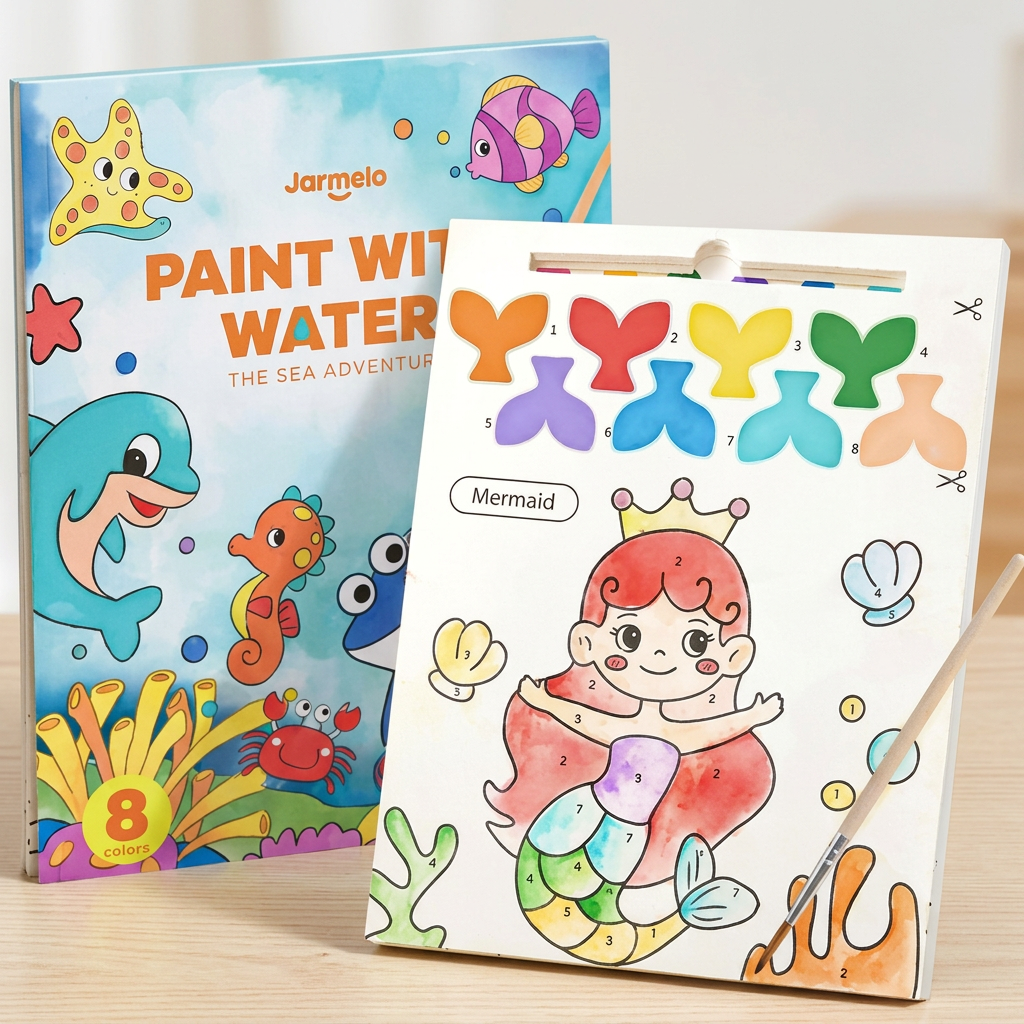 Watercolor Painting Book with Brush – Mess-Free Paint with Water Fun