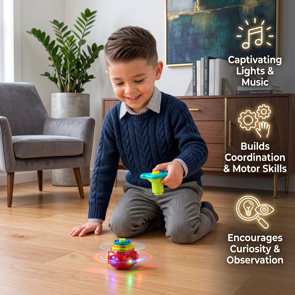 Interactive Light-Up Musical Spinning Top Toy for Kids