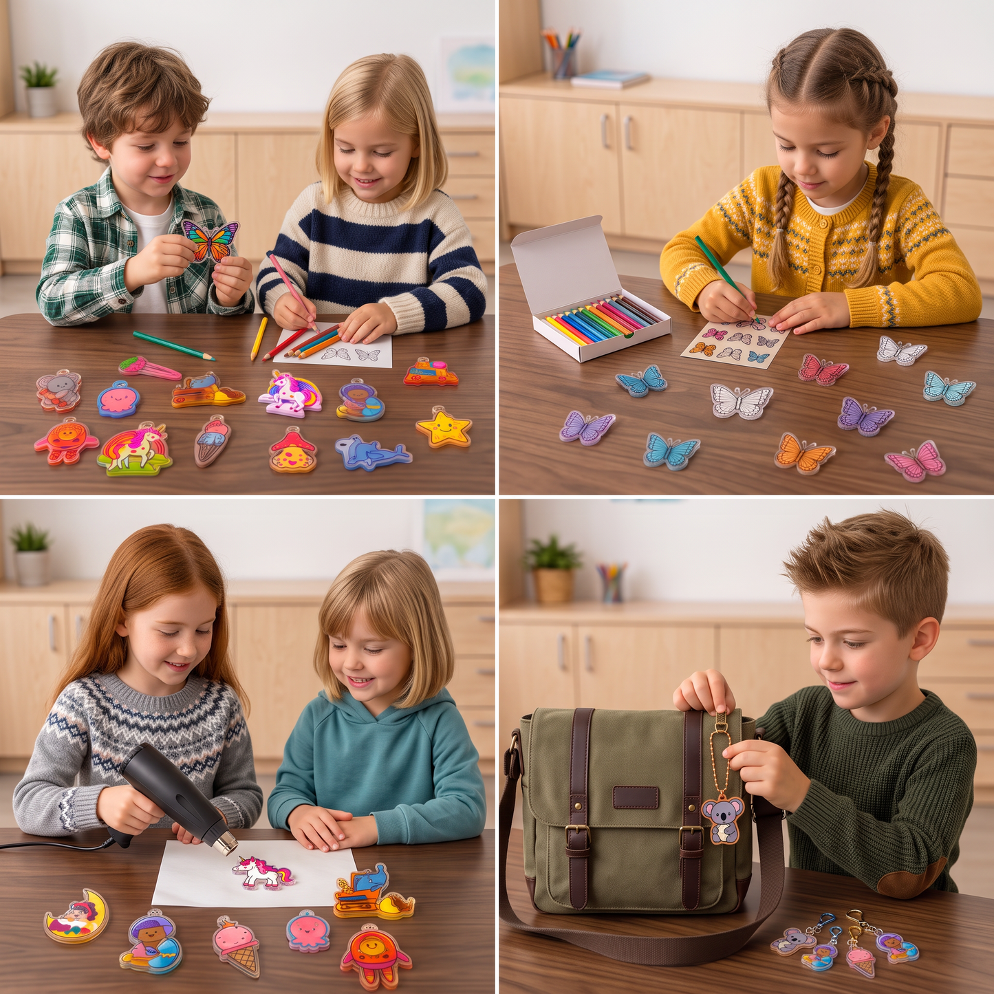 DIY Shrink Art Keychain & Charm Making Kit for Kids