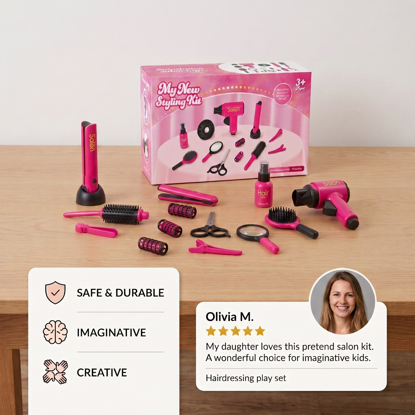 14-Piece Kids Hair Styling Salon Pretend Play Set
