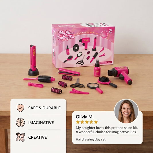 14-Piece Kids Hair Styling Salon Pretend Play Set