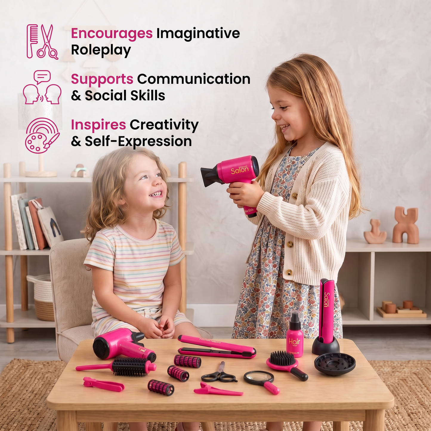 14-Piece Kids Hair Styling Salon Pretend Play Set