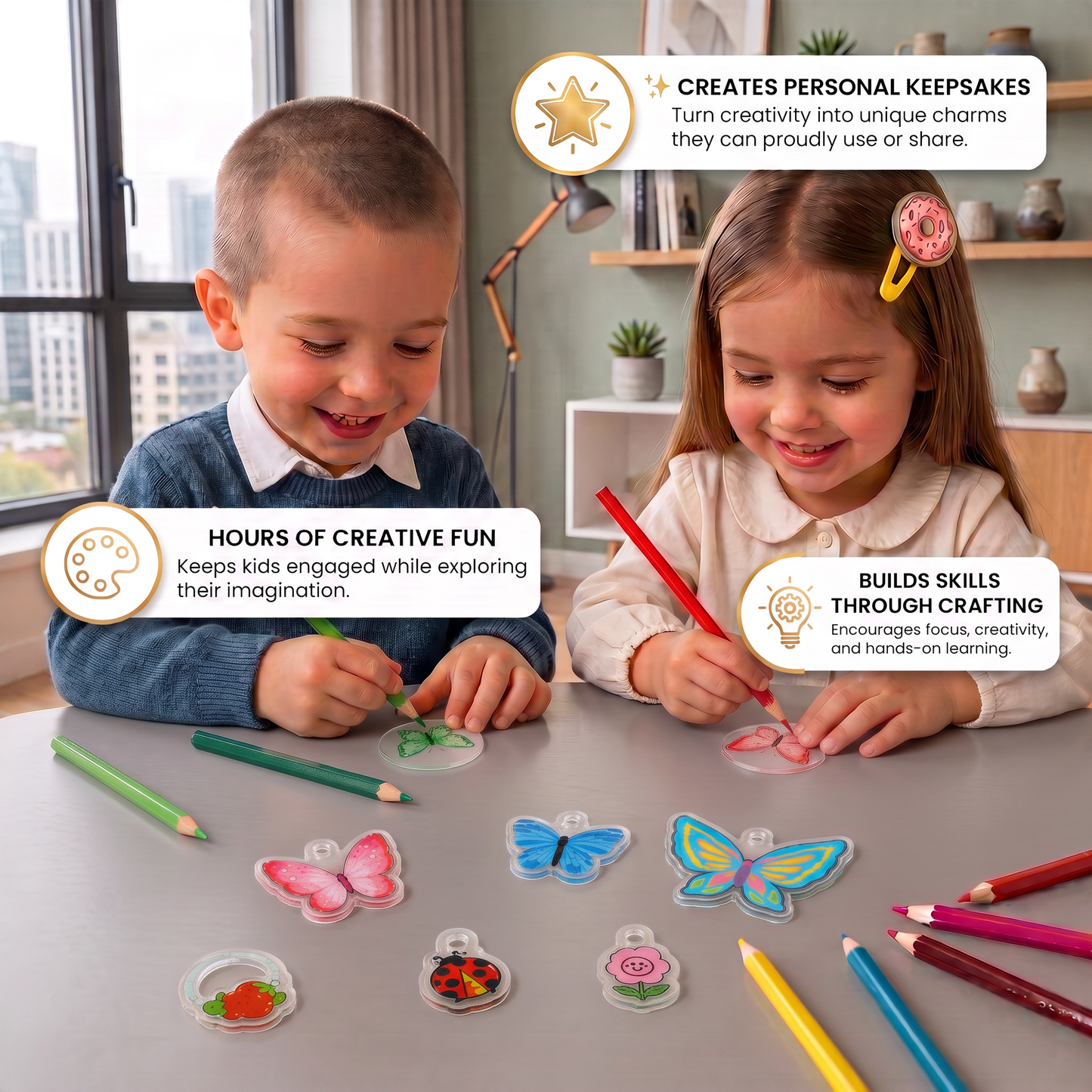DIY Shrink Art Keychain & Charm Making Kit for Kids