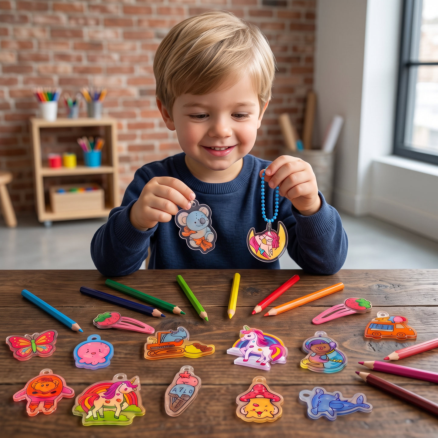 DIY Shrink Art Keychain & Charm Making Kit for Kids