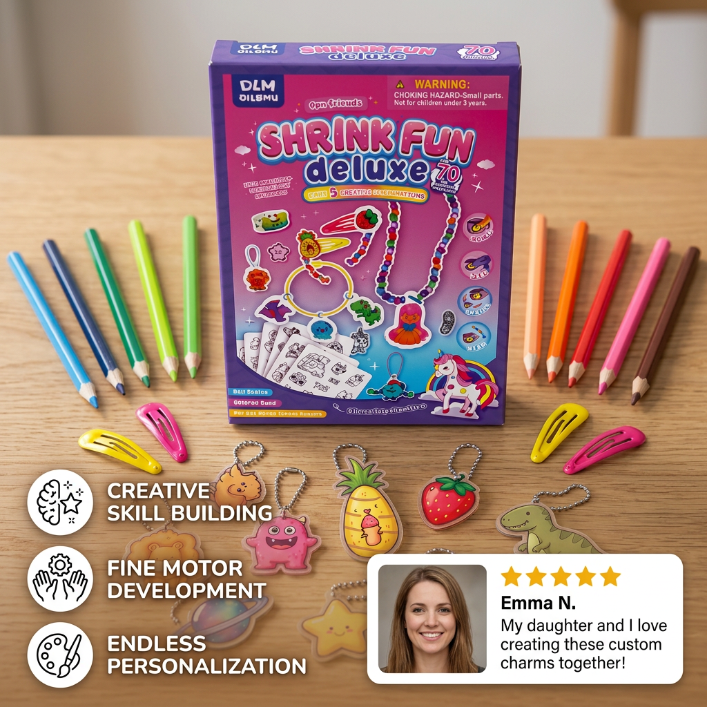 DIY Shrink Art Keychain & Charm Making Kit for Kids