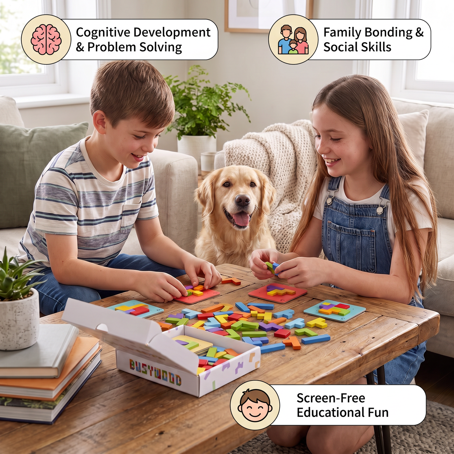 Wooden  Shape Matching Puzzle Family Game