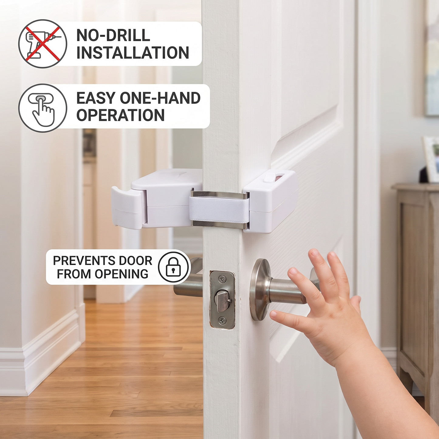 No-Drill Child Safety Door Lock