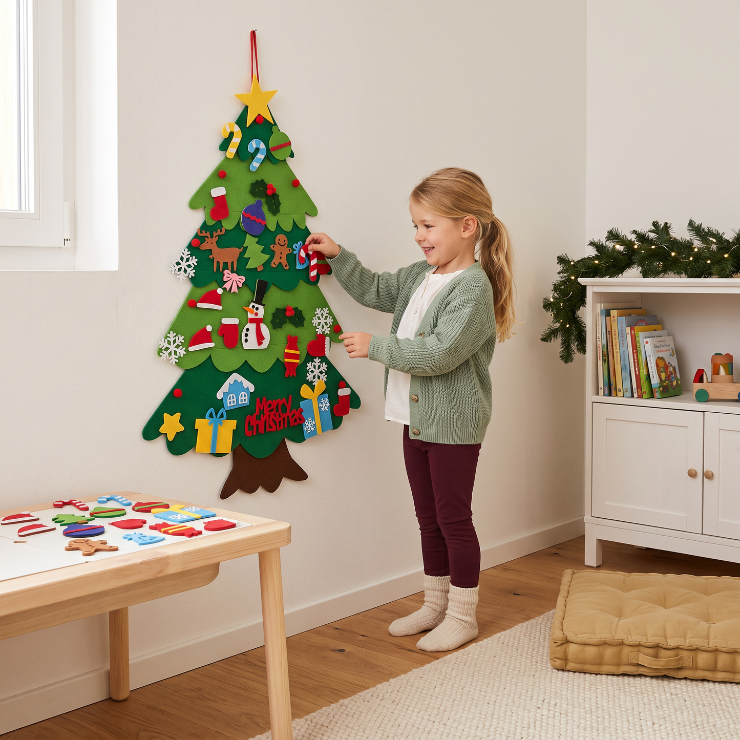 Kids’ DIY Felt Christmas Tree with Decorative Ornaments