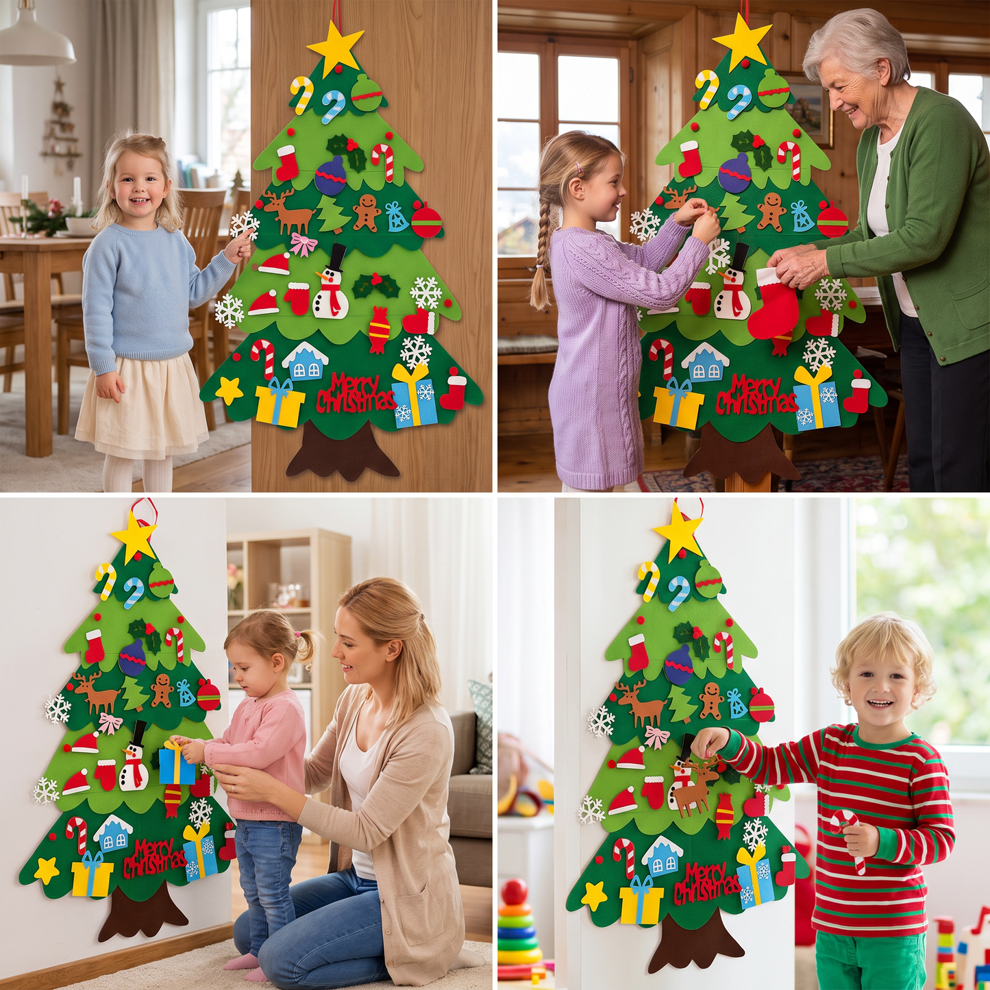 Kids’ DIY Felt Christmas Tree with Decorative Ornaments