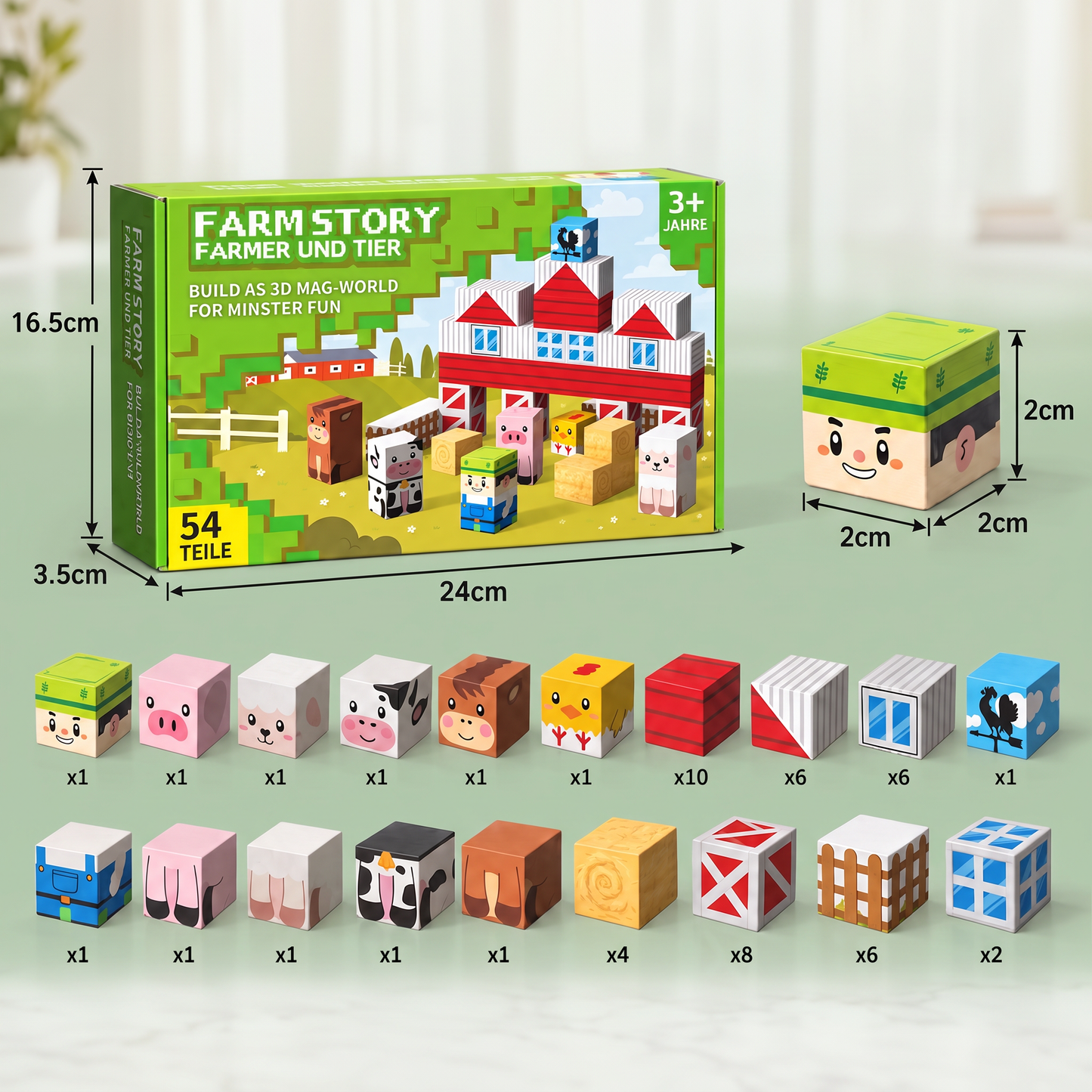 Farm Story Magnetic Building Blocks Travel Playset with Animals & Barn