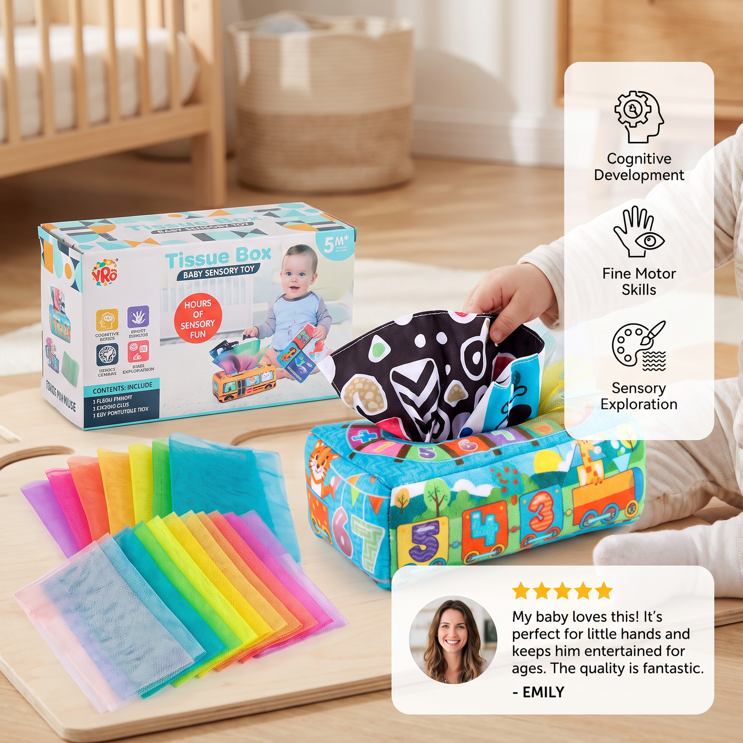 Montessori Magic Tissue Box – Sensory Learning Toy for Babies