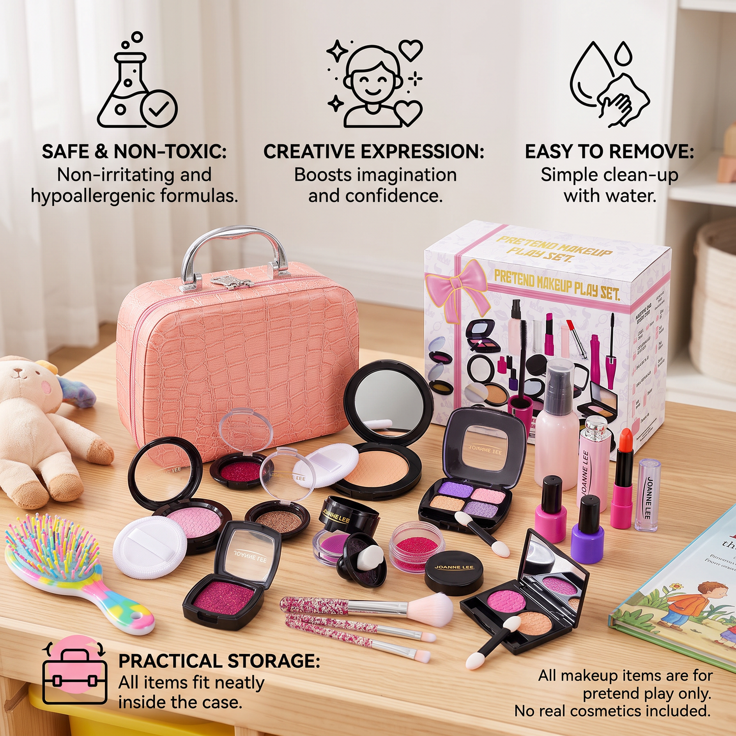 Make-up Play Set for Girls – Safe Kids Cosmetic Set with Practical Bag
