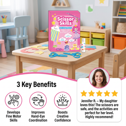 Kids Scissor Skills Activity Book – Safe Cutting Practice with Safety Scissors