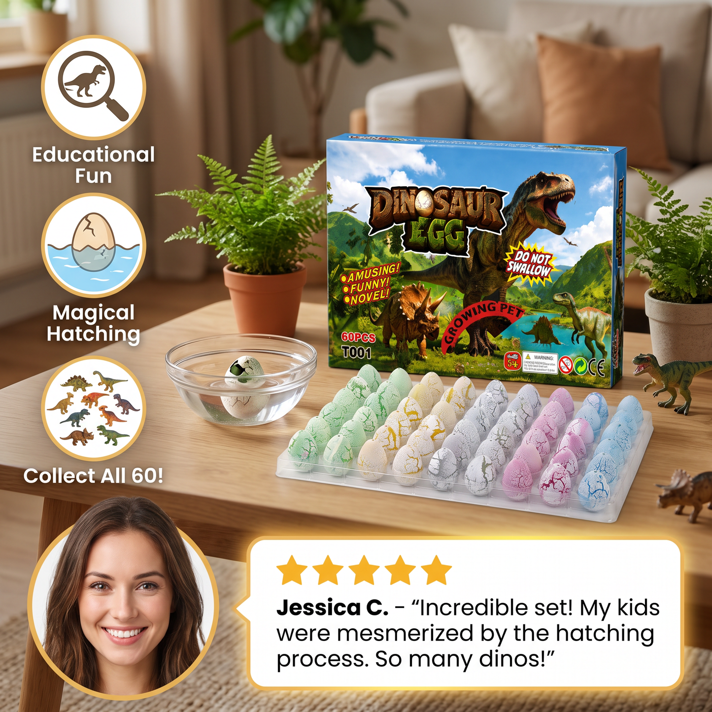 Hatching Dinosaur Egg Kit – Grow-in-Water Dino Eggs with Surprise Toys