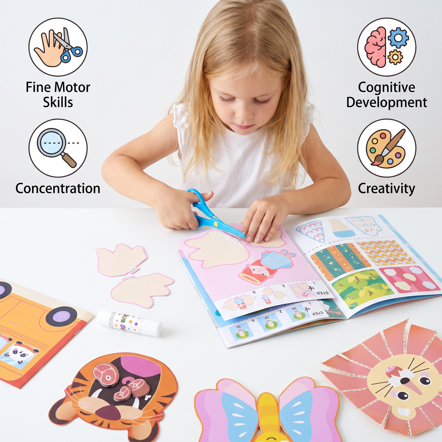 Kids Scissor Skills Activity Book – Safe Cutting Practice with Safety Scissors