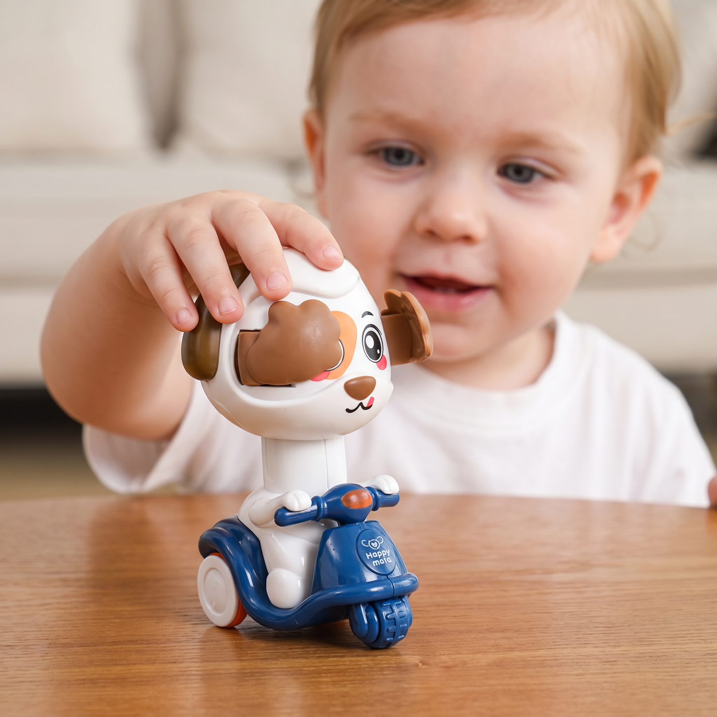 Press & Go Animal Motorcycle Toy – Cute Hide-and-Seek Character Car