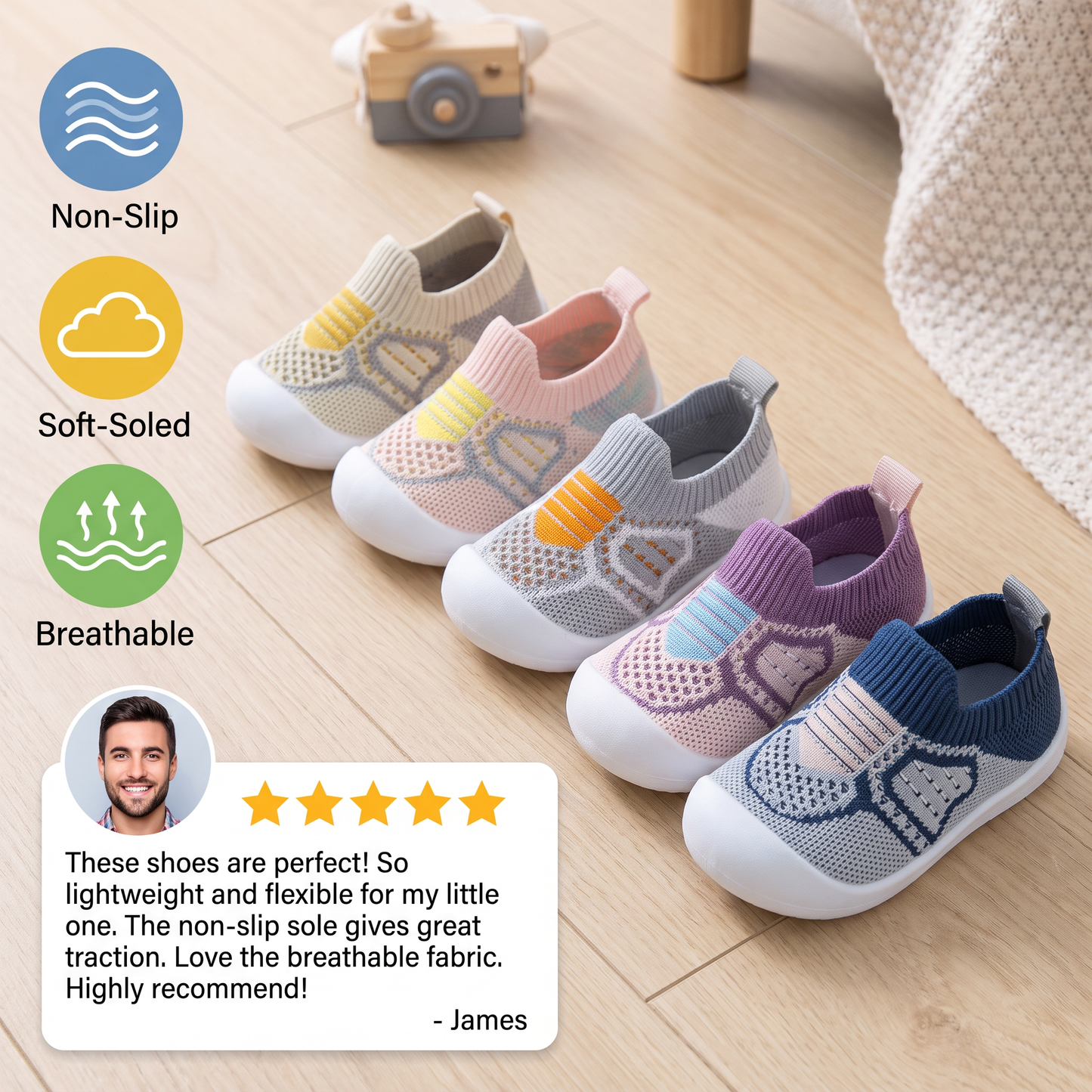 Soft Knit Anti-Slip Baby Sock Shoes for First Steps