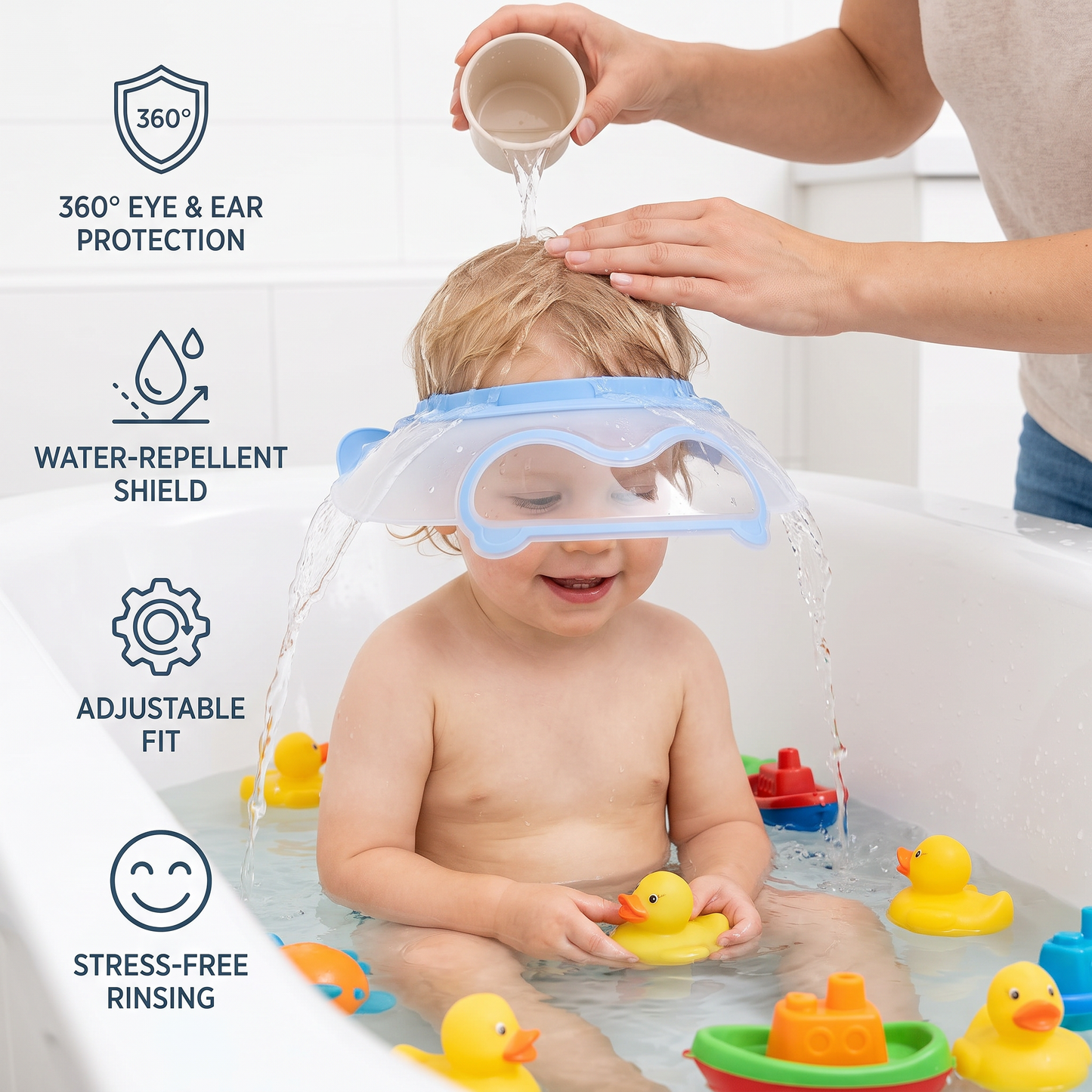 Adjustable Baby Water & Shampoo Visor with 360° Eye & Ear Protection