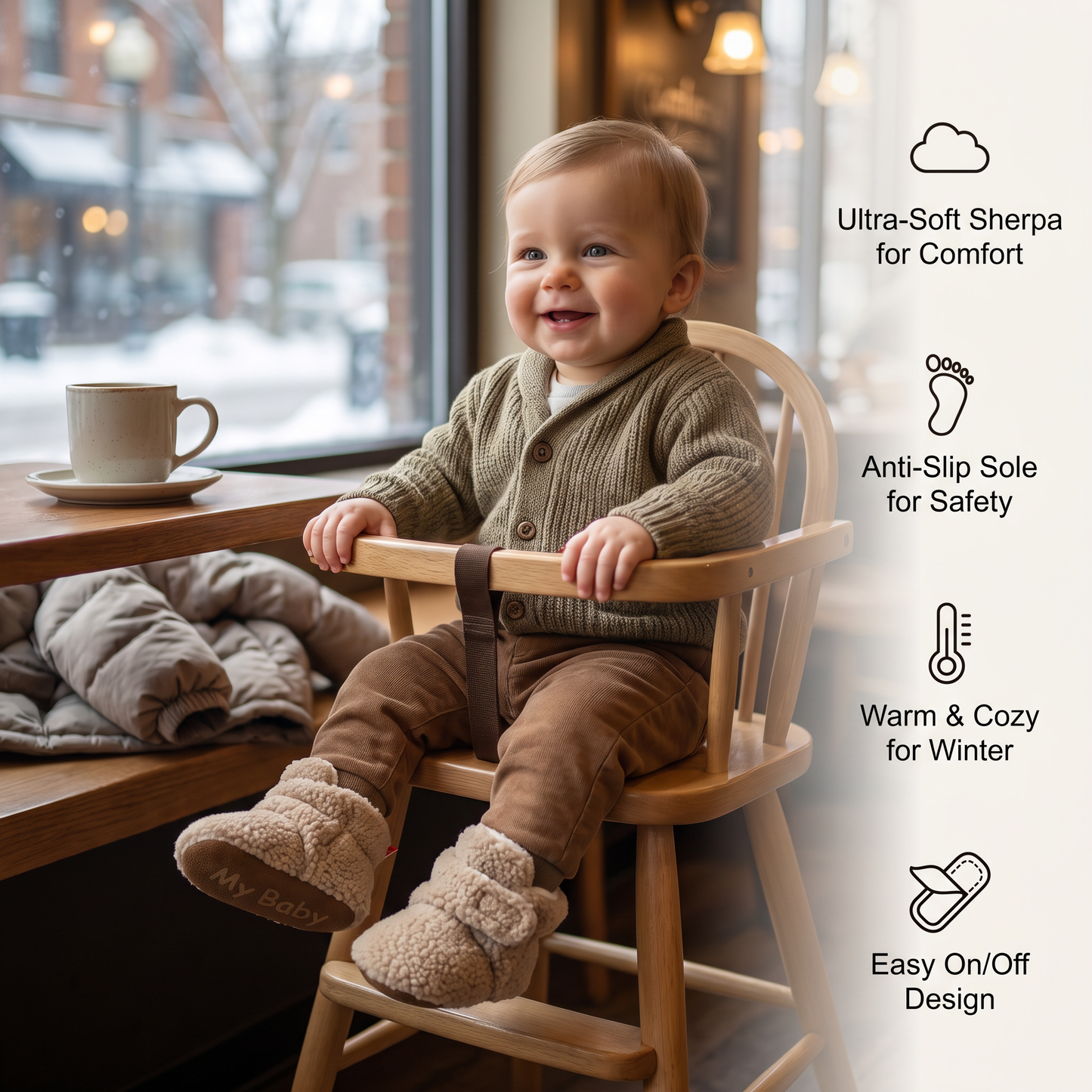 Warm & Cozy Sherpa Baby Booties for Winter
