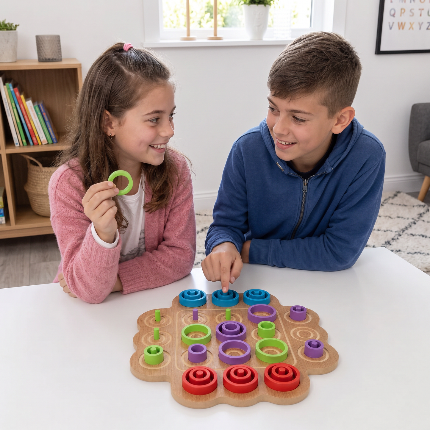 Early Educational 3-Level Wooden Tic-Tac-Toe Strategy Game