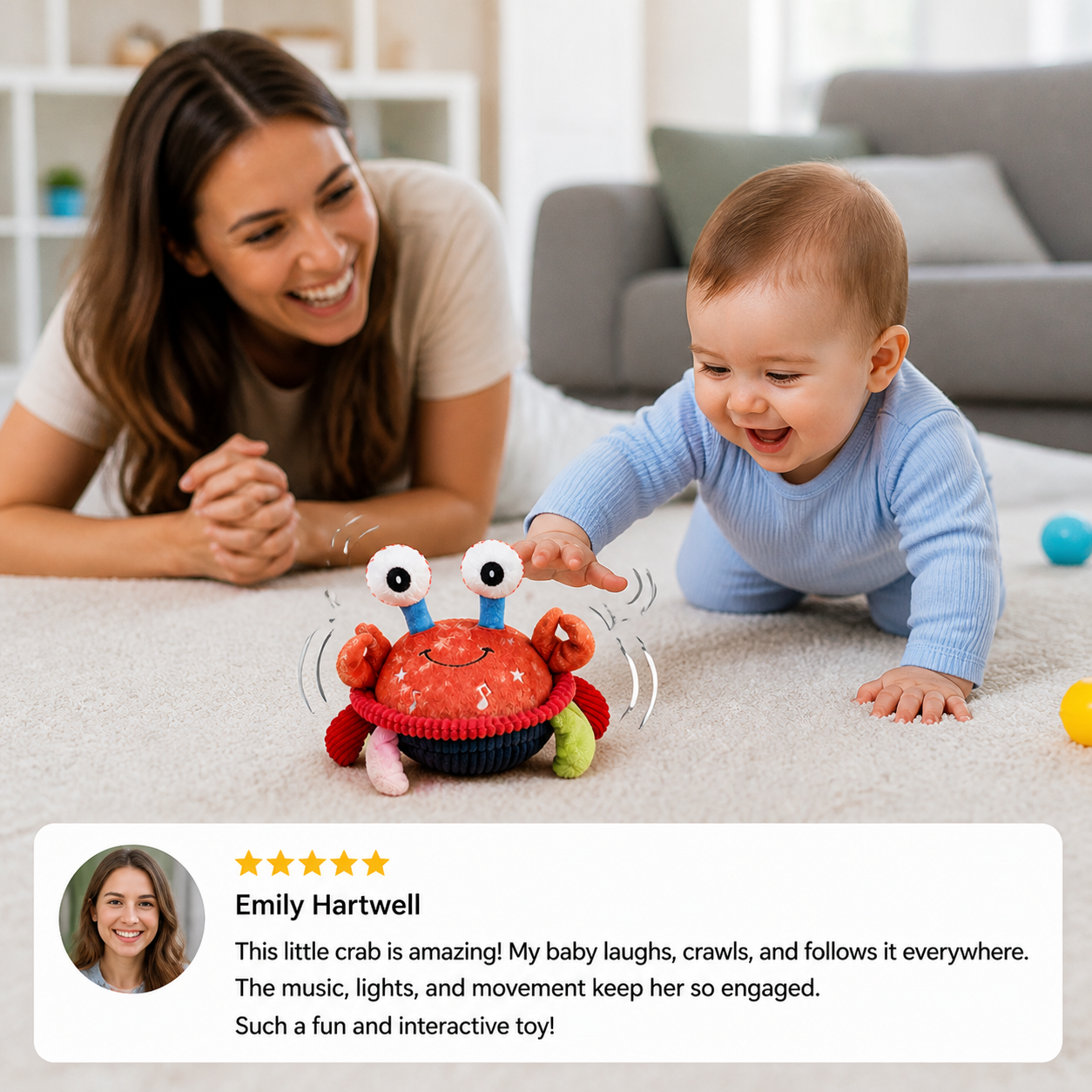 Interactive Musical Crab with Voice Function – Moving Educational Toy for Babies