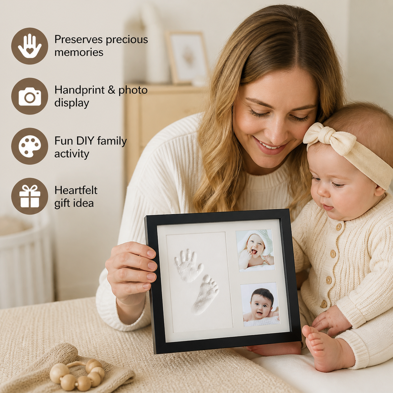 DIY Kids Handprint Keepsake Frame Kit – Hand Impression & Photo Display