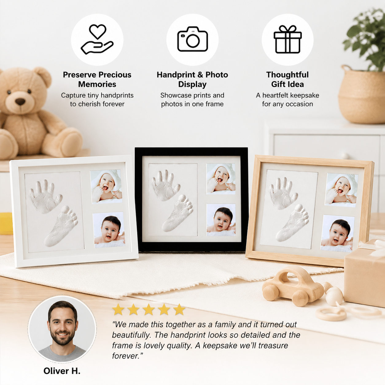 DIY Kids Handprint Keepsake Frame Kit – Hand Impression & Photo Display