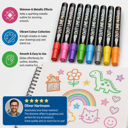 Outline Shimmer & Metallic Glitter Marker Set