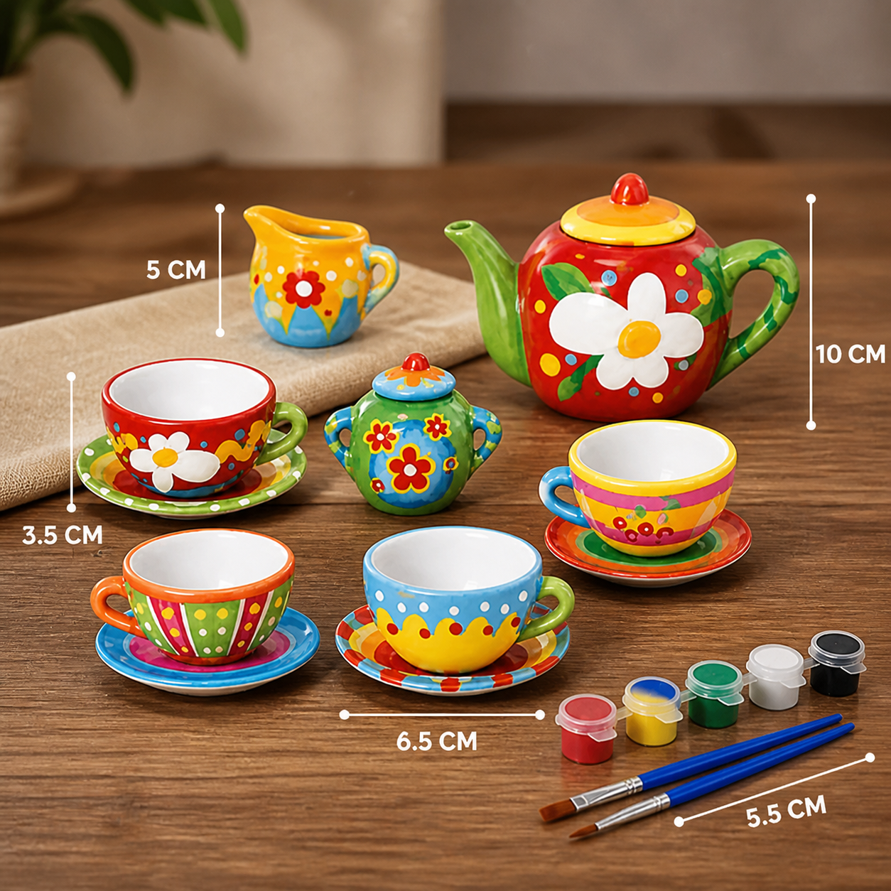 DIY Ceramic Tea Set Painting Kit for Kids