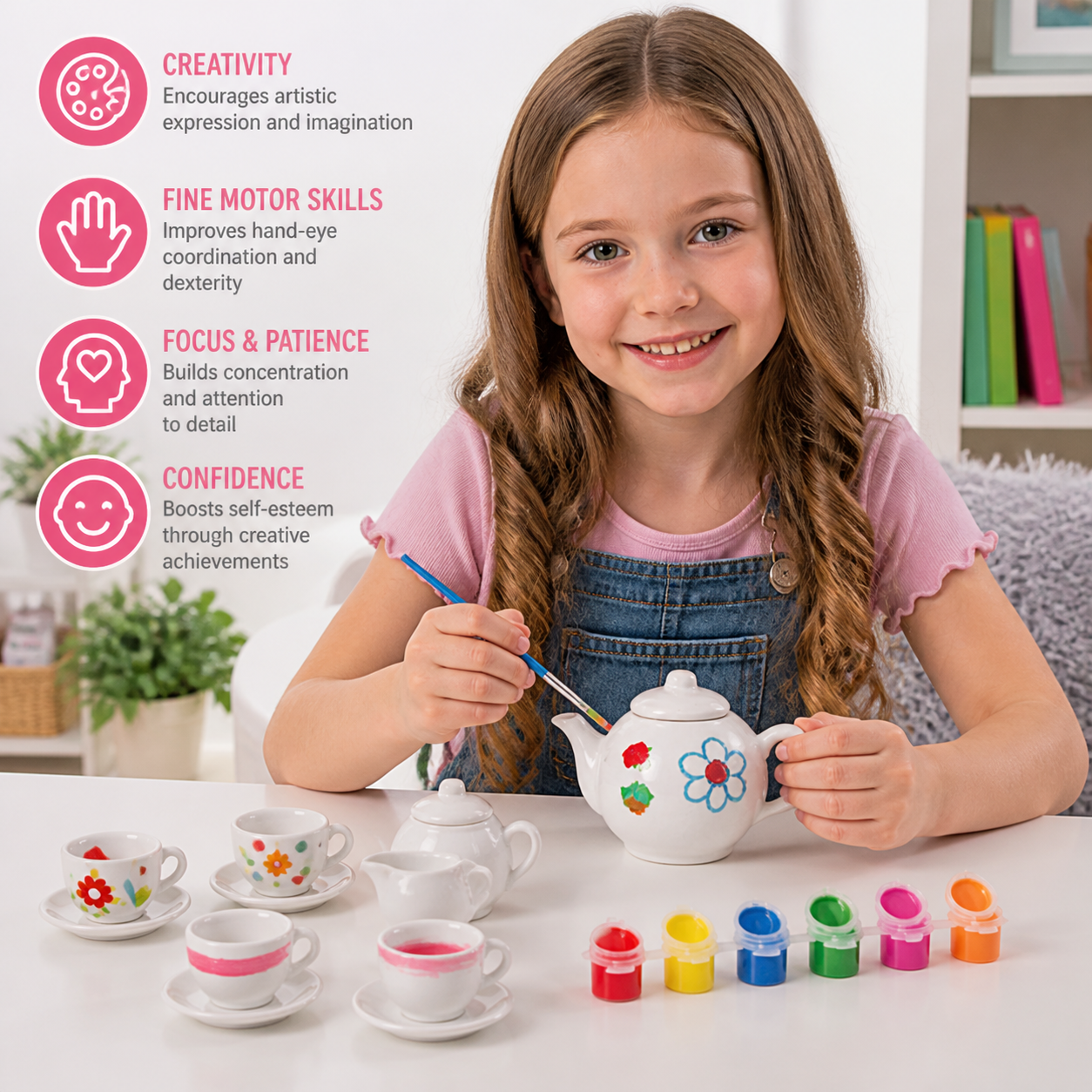 DIY Ceramic Tea Set Painting Kit for Kids