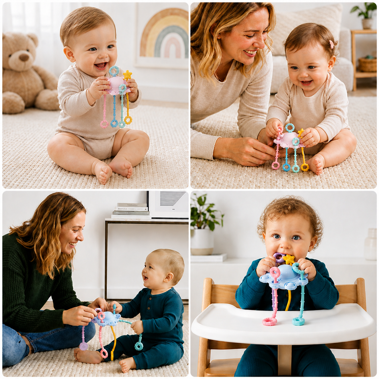 Montessori Sensory Pull & Explore Teething Toy – Silicone Pull Cord for Tactile Learning & Gum Relief