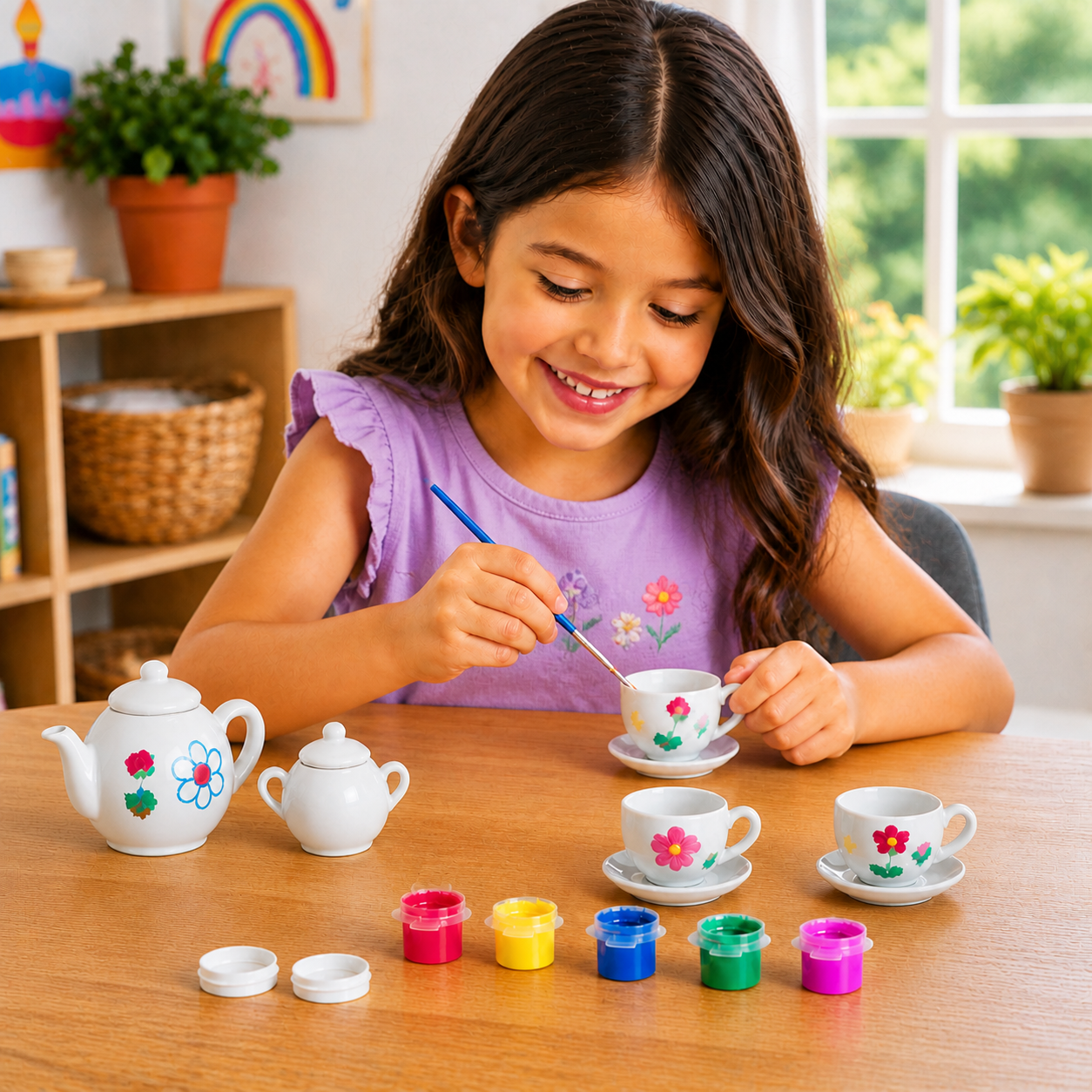 DIY Ceramic Tea Set Painting Kit for Kids