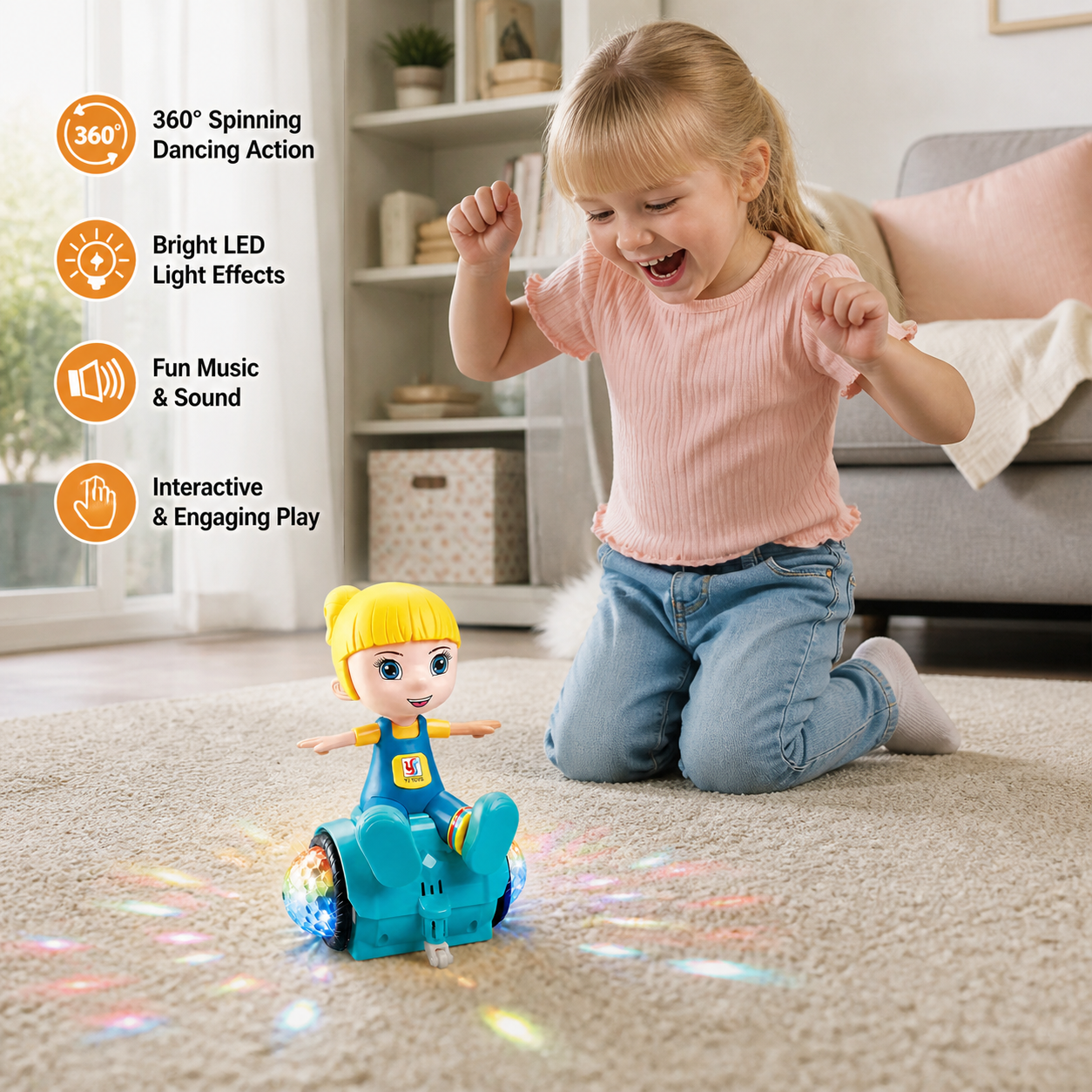 Interactive 360° Dancing Balance Toy with Lights & Music