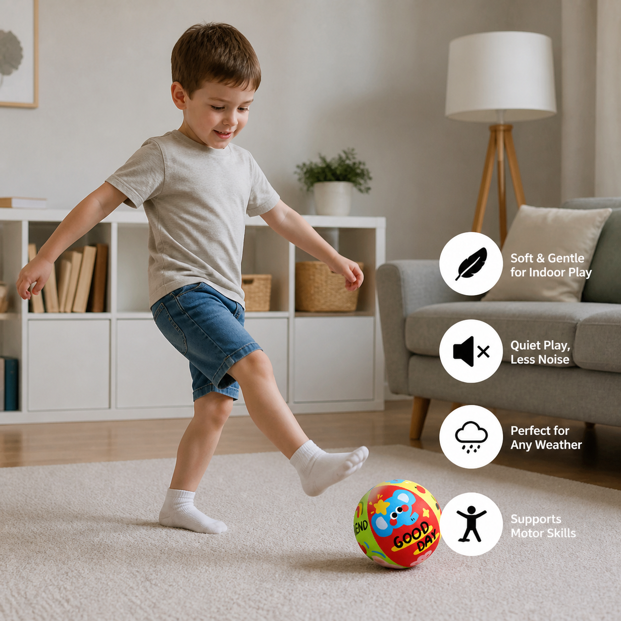 Soft & Safe Silent Indoor Play Ball for Kids