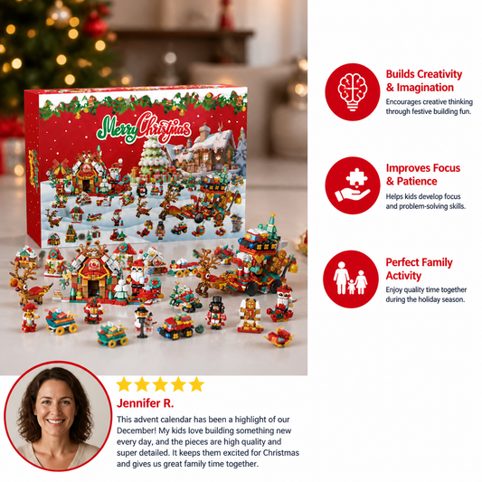 Christmas Village Building Blocks Advent Calendar for Kids
