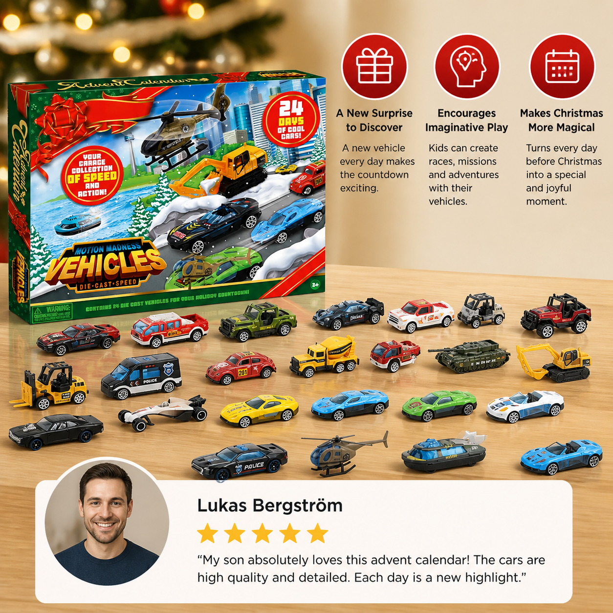 Christmas Die-Cast Car Advent Calendar for Kids