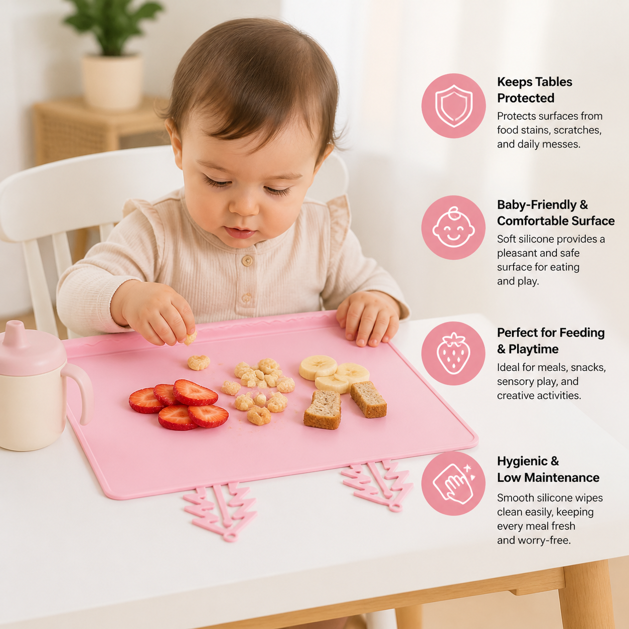 BabySafe Practical & Hygienic Silicone Baby Placemat with Raised Edge